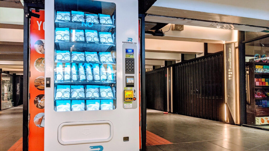 maskvending-rapidmasknyc-crop RapidMask2Go machines, like this one in NYC's Columbus Circle, are now set up in Suburban Station COURTESY RAPIDMASK2GO