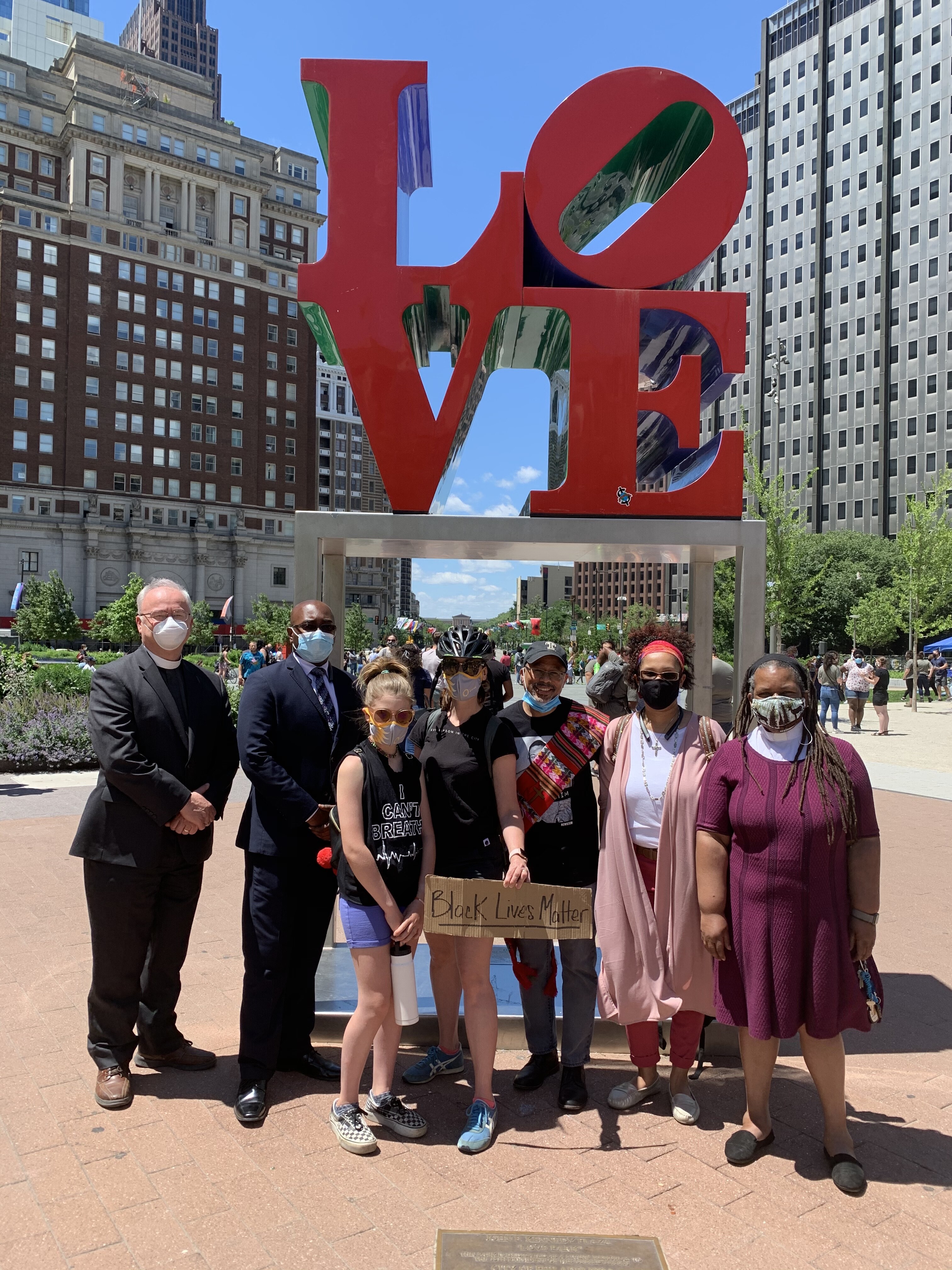 Silent prayer at LOVE Park