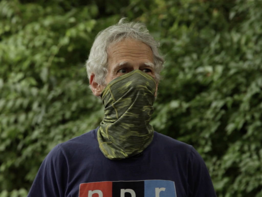 One type of facial covering that exercisers often use is the neck gaiter or buff: a tube of fabric that slides over the head and can be pulled up to cover the nose and mouth. One type of facial covering that exercisers often use is the neck gaiter or buff: a tube of fabric that slides over the head and can be pulled up to cover the nose and mouth.