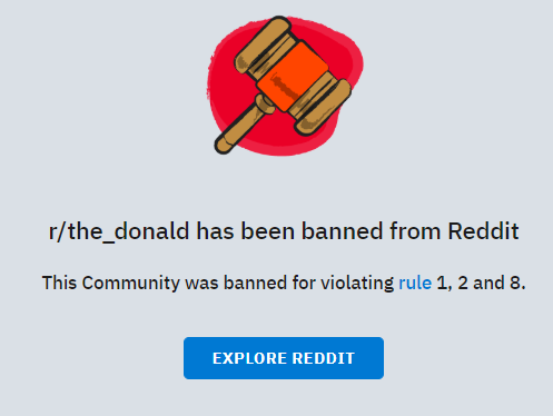 Reddit announced on Monday that it has banned the popular subreddit for Trump fans called The_Donald. Reddit previously had taken action against the forum over posting content that violated its rules. Reddit
