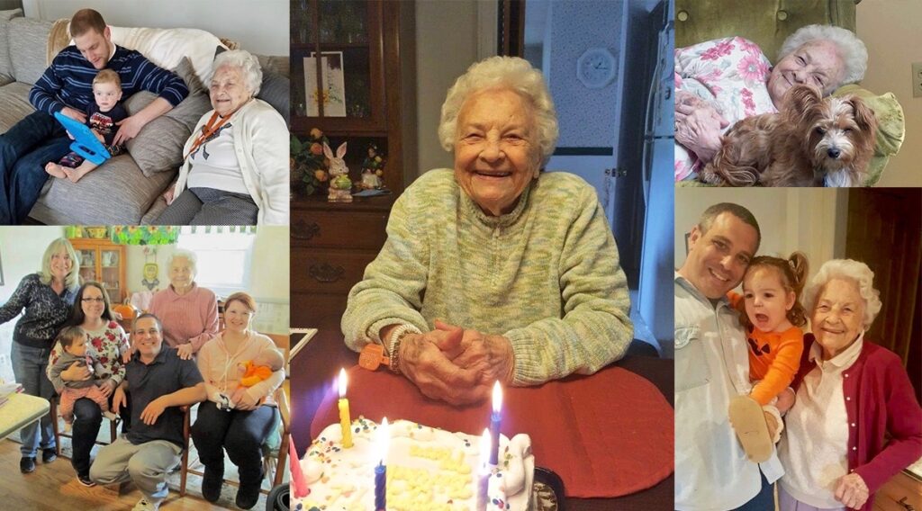 shirley trostle collage 2 Shirley Trostle celebrated her 91st birthday in 2016 (center). She loved to attend and throw parties and gatherings with her family, which included three children, six grandchildren, four great-grandchildren, and a great-great-grandchild. (Courtesy of Craig Trostle)