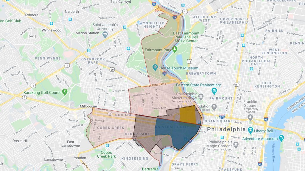 ucitypolice-map-1024×576 The University City area is one of the most heavily patrolled in Philadelphia. (Billy Penn/Google Maps)