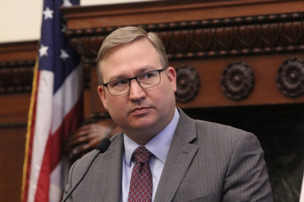 2020 03 18-e lee-brian abernathy-philadelphia city hall-coronavirus update Philadelphia Managing Director Brian Abernathy speaks during the daily coronavirus update at City Hall on March 18, 2020. (Emma Lee/WHYY)