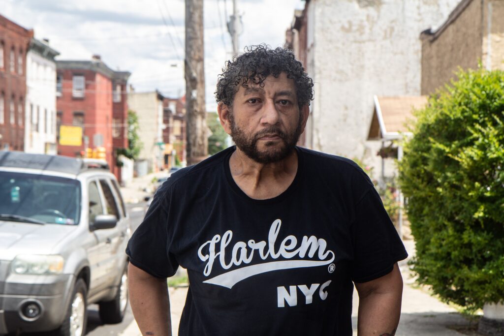 2020-07-01-k-paynter-jose-de-marco Jose De Marco outside his home in Philadelphia’s Kensington neighborhood. (Kimberly Paynter/WHYY)