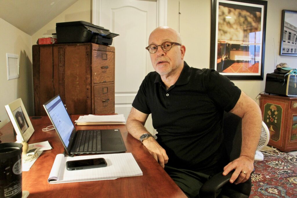 2020 -7 10-e lee-neil lader-haverford-contact tracer Contact tracer Neil Lader reaches out to COVID-19 patients from his home in Haverford. (Emma Lee/WHYY)