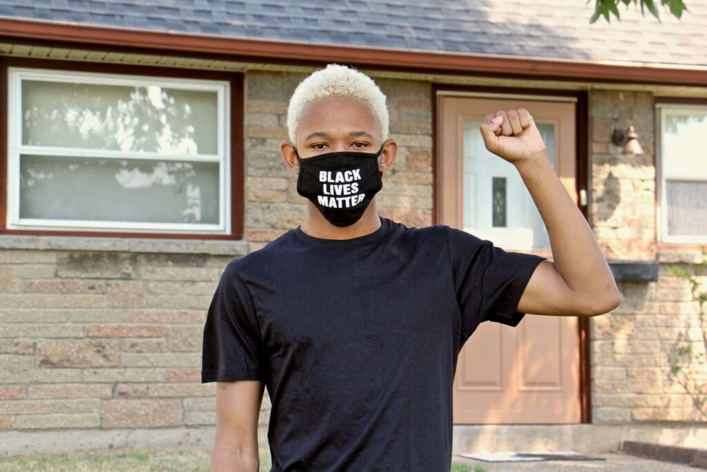 2020 07 13-e lee-zaire cuspud-secane pa Zaire Cuspud helped lead a worker protest at a pair of Chick-fil-A franchises in Delaware County. (Emma Lee/WHYY)