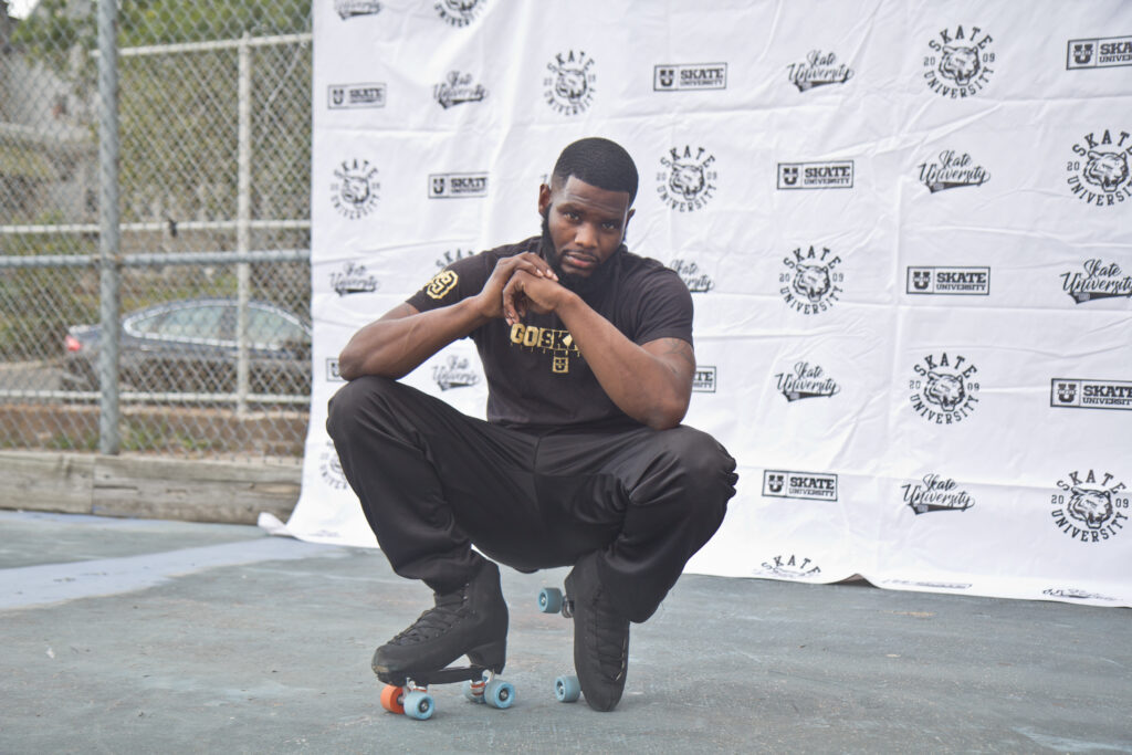 Cohen Thompson is trying to turn West Philadelphia’s Granahan Playground into “Skate University.” (Kimberly Paynter/WHYY)