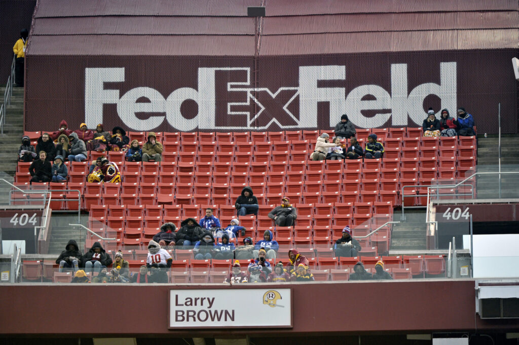 Redskins FedEx Football FedEx Field is less than full during the second half of an NFL football game between the Washington Redskins and the New York Giants, Sunday, Dec. 9, 2018, in Landover, Md. (AP Photo/Mark Tenally)