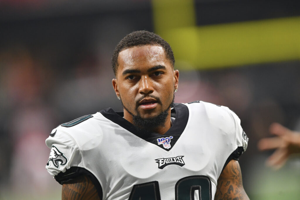 Eagles Jackson Football Philadelphia Eagles wide receiver DeSean Jackson (10) warms up before the first half of an NFL football game against the Atlanta Falcons, Sunday, Sept. 15, 2019, in Atlanta. (AP Photo/John Amis)