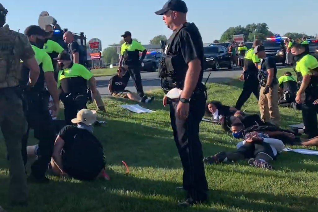 Annotation 2020-07-06 153121 A protest near Dover on June 9 ended with the arrest of 22 people. (Del. Dept. of Justice)