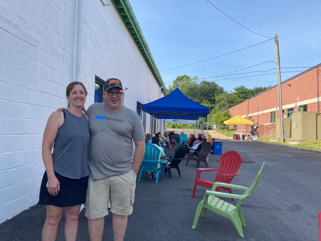 Image from iOS (113) Liz and Doug Buddle own Ambler Brewing Company in Ambler, Pennsylvania. They have had to make multiple adjustments to their business operation to try and keep earning revenue during the pandemic. (Zachariah Hughes/WHYY)