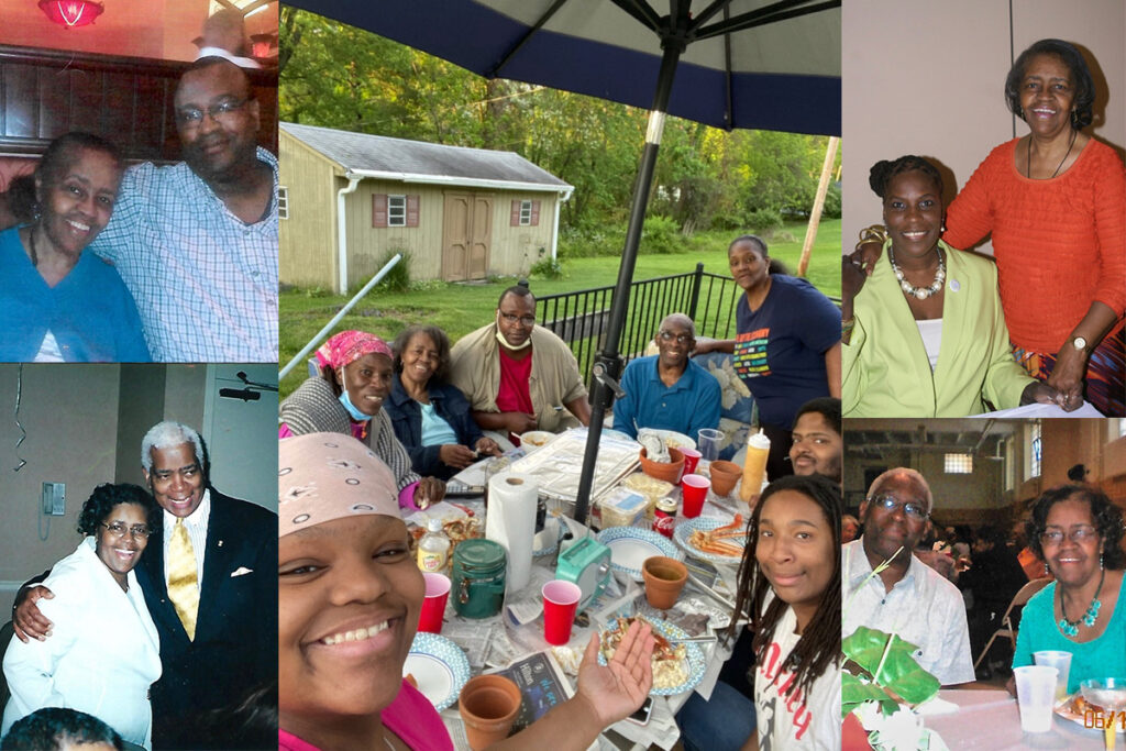 Jane jordan family collage Jane Jordan (center, third from left) attends a family gathering, and is pictured (clockwise from top left) with her son, Blair, her daughter, Natalie, her husband Abraham, and her brother, Kermit, who died in 2008. (Courtesy of Natalie Jordan)