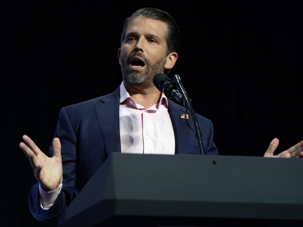Twitter confirms it has placed temporary restrictions on the account of Donald Trump Jr., shown here speaking at an event last month in Phoenix. Donald Trump Jr.