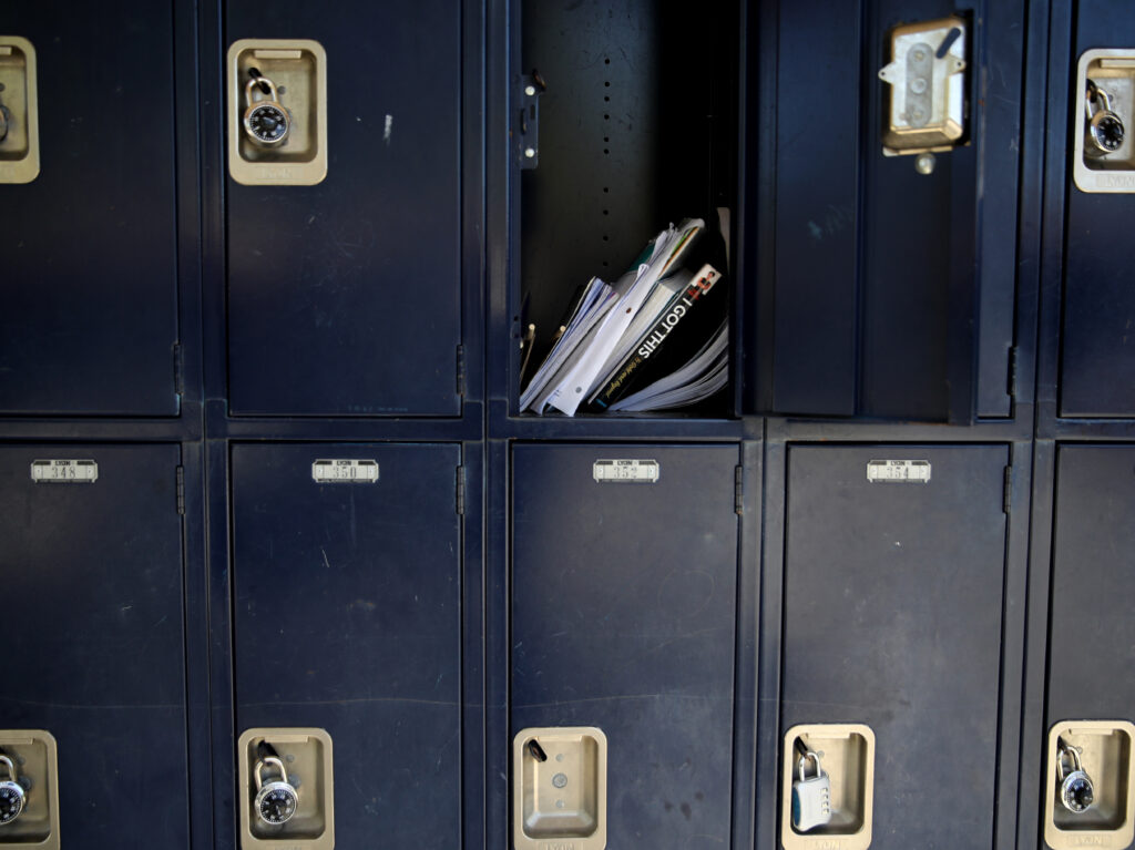 A locker sits open at Kent Middle School in Kentfield, Calif. (Justin Sullivan/Getty Images)