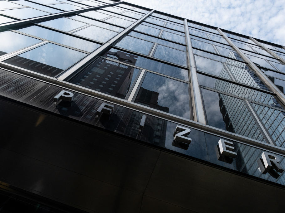 U.S. health officials agreed pay $1.95 billion for 100 million doses of a coronavirus vaccine candidate made by Pfizer. Pfizer Inc. headquarters