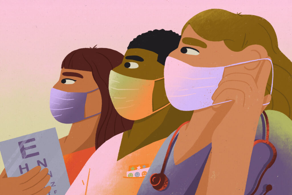 School nurses confront the coronavirus. Janice Chang for NPR