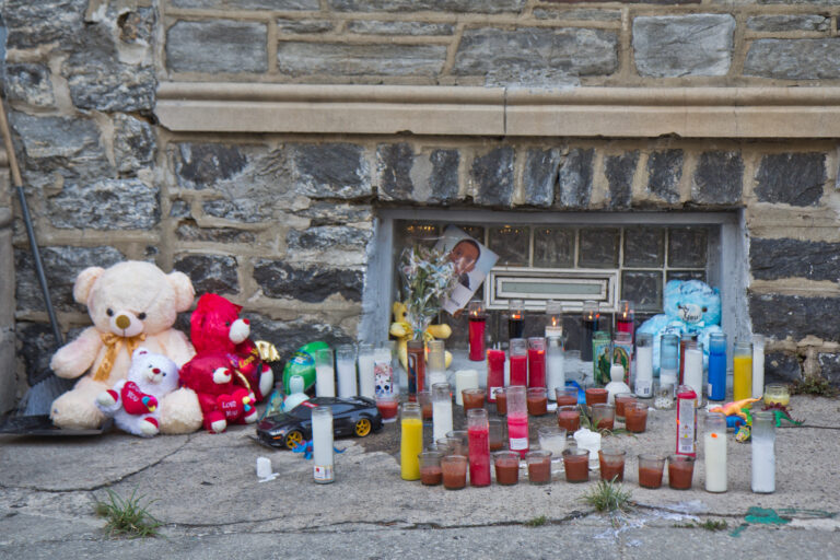 A memorial to Zamar Jones on Simpson Street