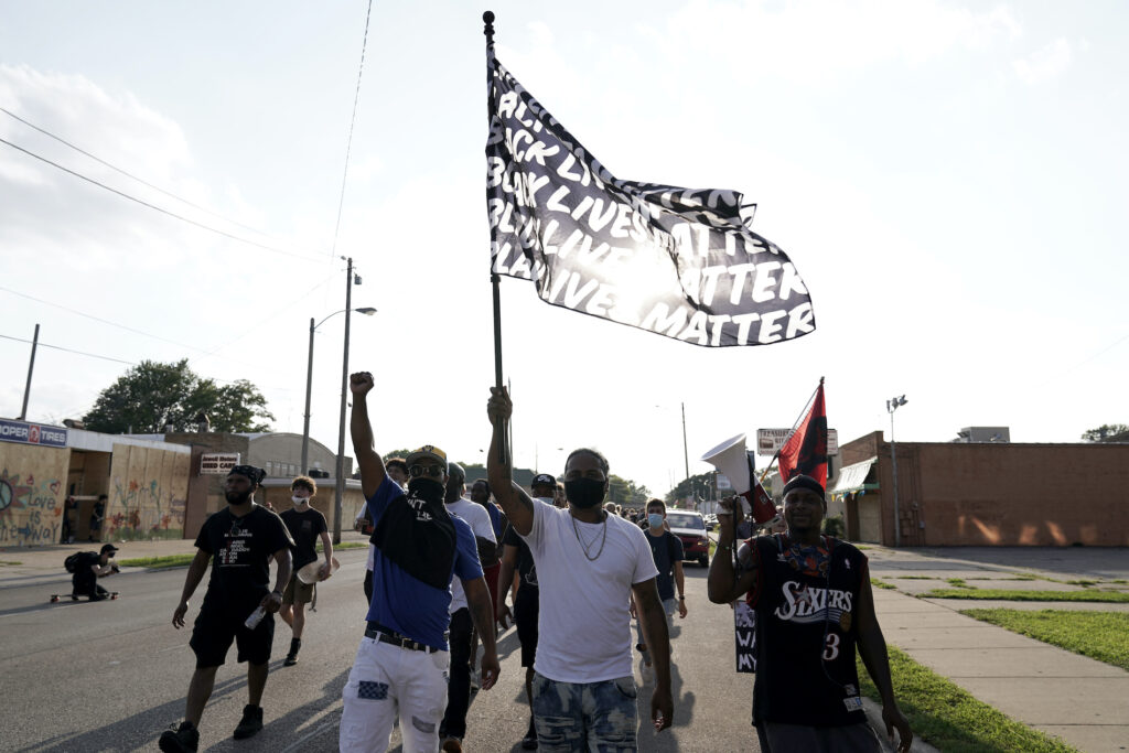 Police Shooting Wisconsin Protesters prepare to march against the police shooting of Jacob Blake, Thursday, Aug. 27, 2020, in Kenosha, Wis. (AP Photo/Morry Gash)