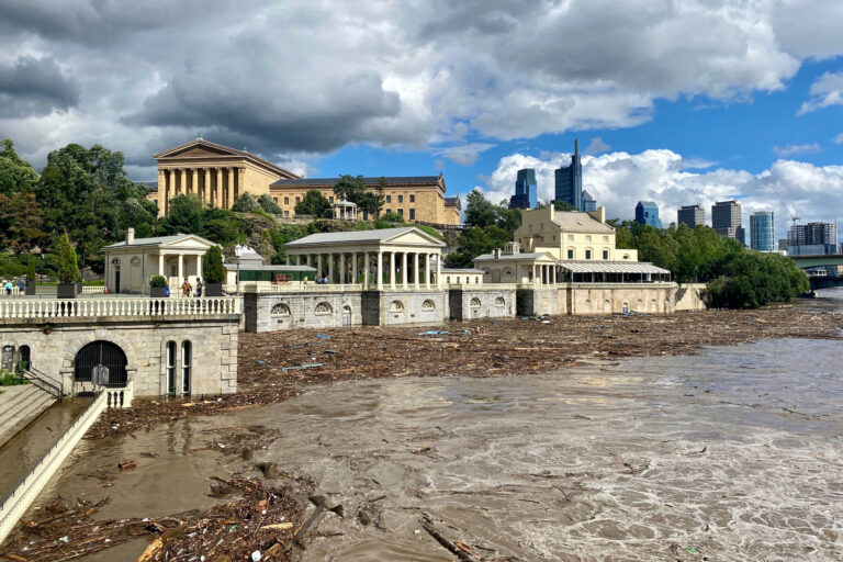 High water levels of the Schuylkill River post-Isaias