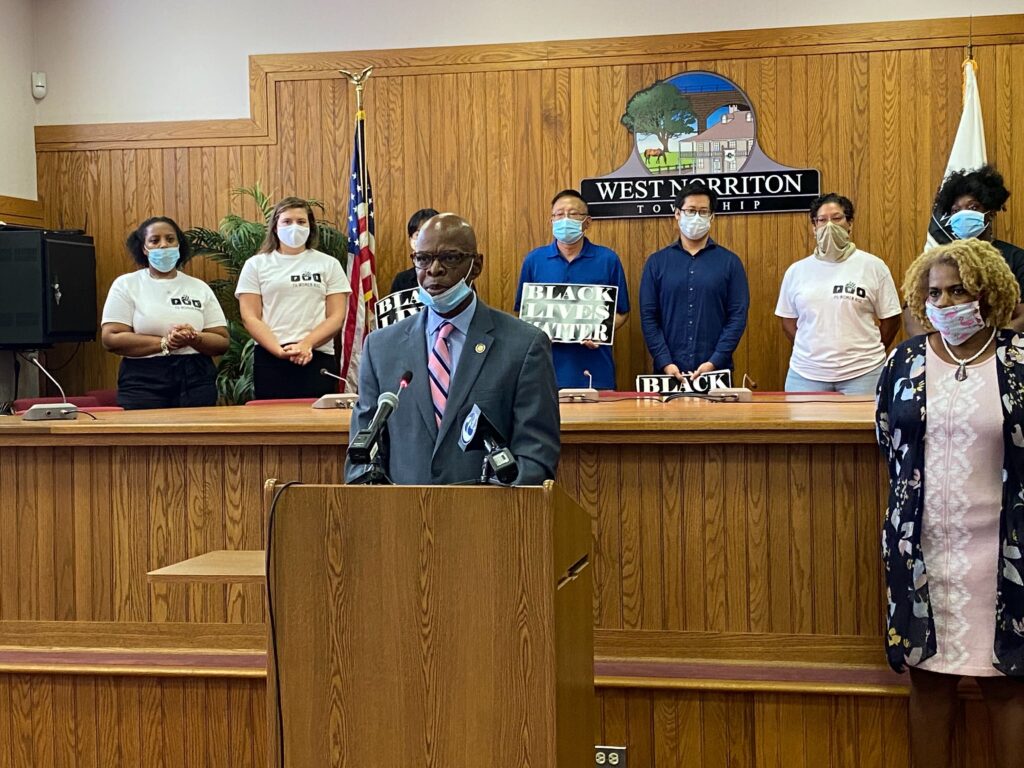 Image from iOS (133) Rep. Stephen Kinsey, Chairman of the Pennsylvania Legislative Black Caucus speaking about efforts to remove Joe Gale. (Courtesy of PA Women Rise)