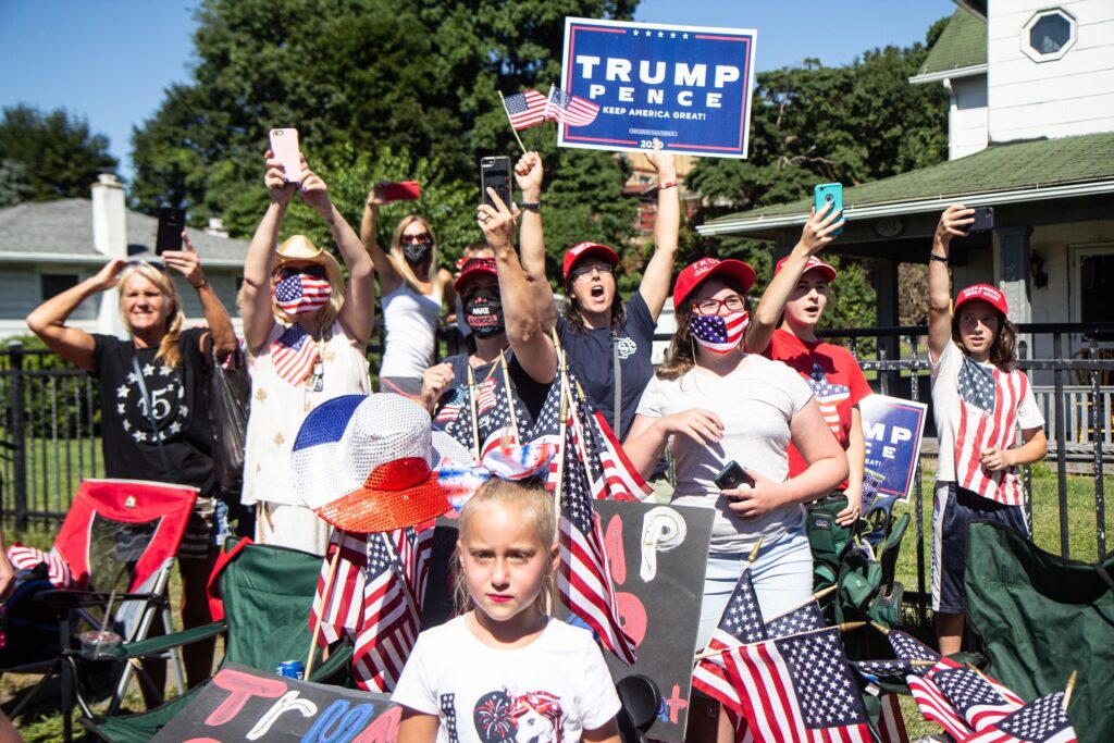 Image from iOS (6) Trump fans excitedly greeted his motorcade as he campaigned in Old Forge, Pa., Thursday. (Kimberly Paynter/WHYY)