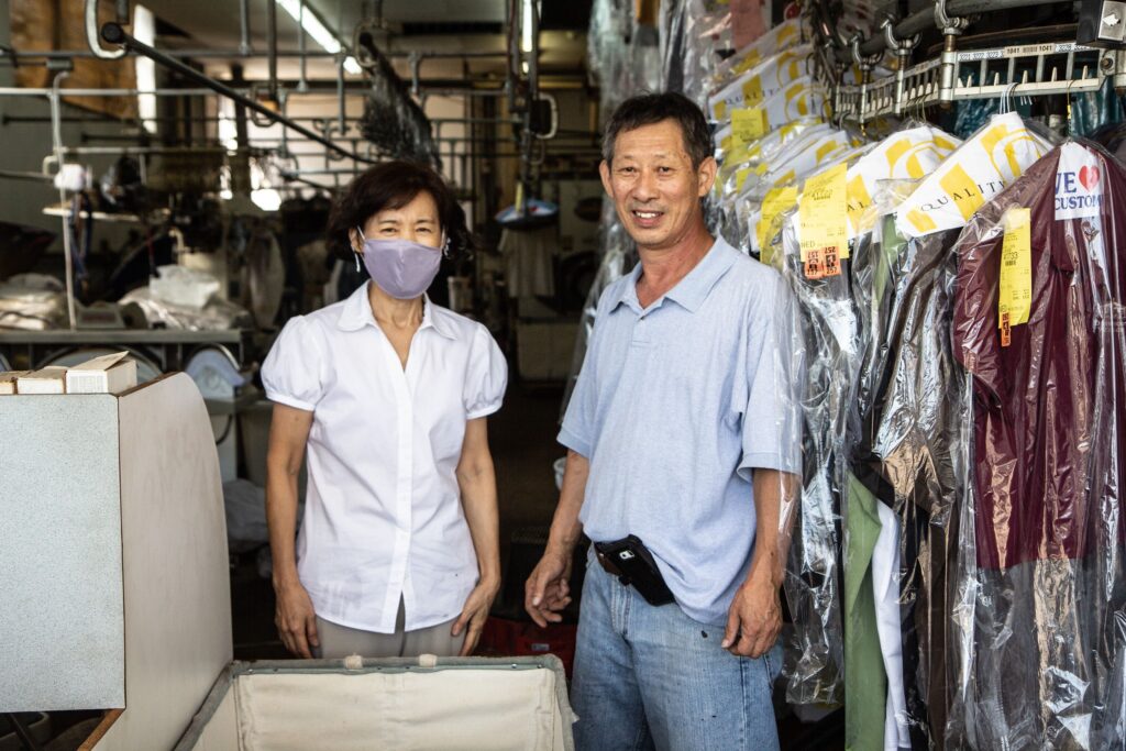Image from iOS Soo and James Lee, owner of Lee’s Best Dry Cleaning in Upper Darby, said they had experienced flooding like that caused by Isaias only twice in 21 years of business. (Kimberly Paynter/WHYY)