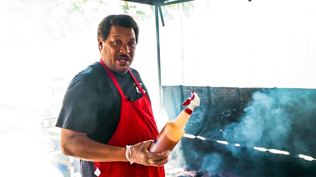 YOK8.27 Pitmaster Terrell Barkley cooking at a barbeque