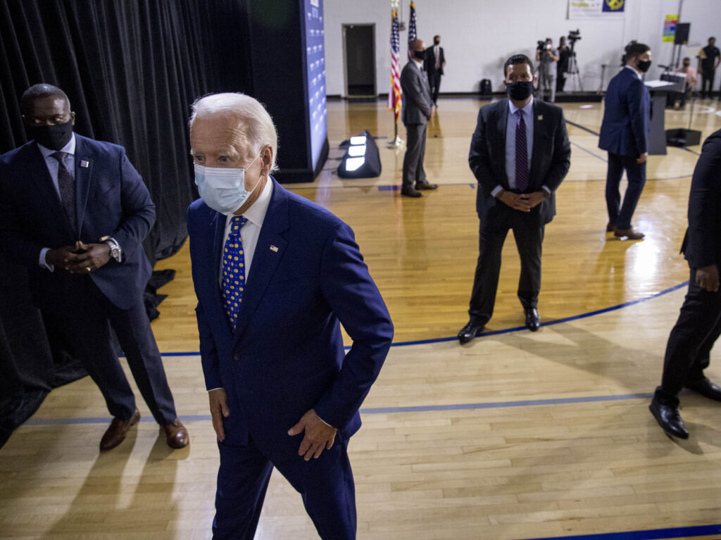 Former Vice President Joe Biden Former Vice President Joe Biden leaves a campaign event last month in Wilmington, Del. If Biden wins the election, he may face political pressure over what to do about President Trump. (Andrew Harnik/AP)