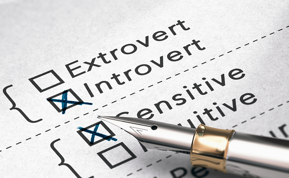 3d Illustration Of Personality Test With Two Words Extrovert And A personality test showing options for extrovert and introvert