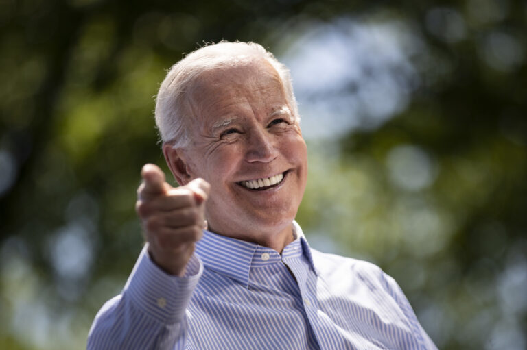 Former Vice President Joe Biden speaks during a campaign kickoff rally on May 18, 2019, in Philadelphia. For the first time in a decade, Wall Street's deep-pocketed donors are giving more money to Democrats than Republicans. (Drew Angerer/Getty Images)