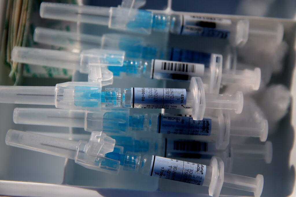 Vaccine-makers are readying 190 million doses of the flu vaccine for deployment across the U.S. this fall — 20 million more doses than in a typical year. A nasal spray version will be available, as well as shots. Vaccine-makers are readying 190 million doses of the flu vaccine for deployment across the U.S. this fall — 20 million more doses than in a typical year. A nasal spray version will be available, as well as shots. (Justin Sullivan/Getty Images)