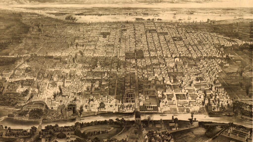 old_philly_map_birds_eye_view_LOC_080420 Bird's eye view of Philadelphia, 1857