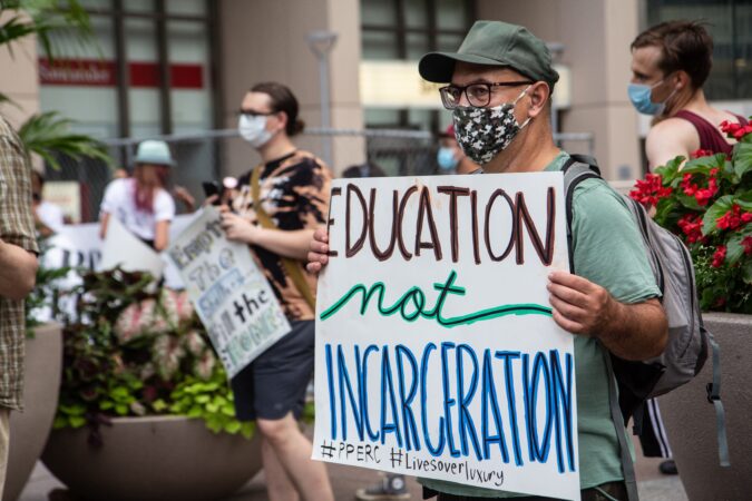Members of the Poor People’s Army protested outside Joe Biden’s Philadelphia Campaign Office Monday.