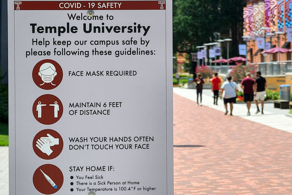 temple-coronavirus-sign Coronavirus safety sign at Temple University