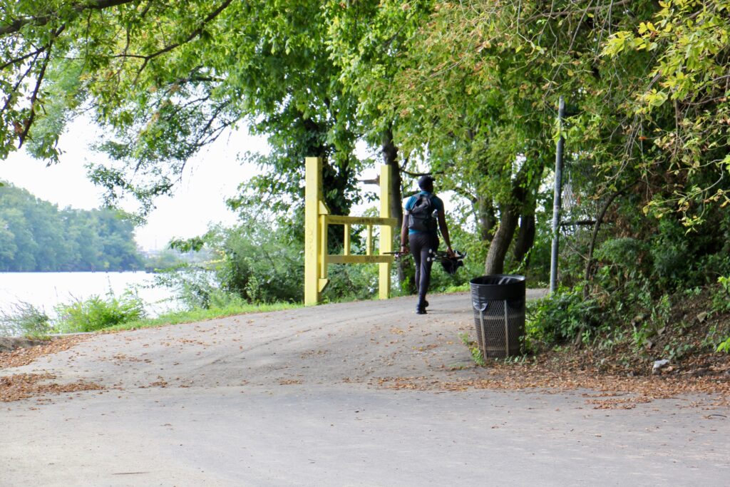 fisherman at the Schuylkill River Trail