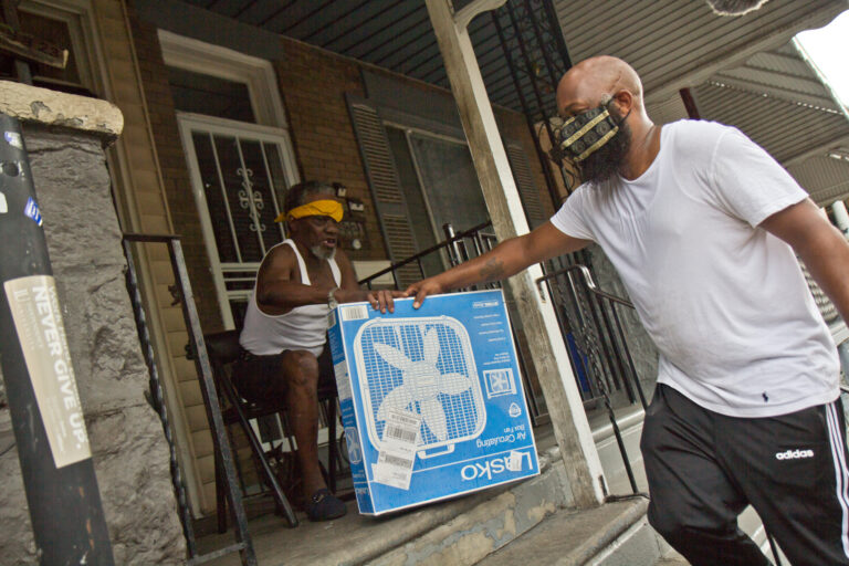 Tayon Whiting delivers fans to residents in need