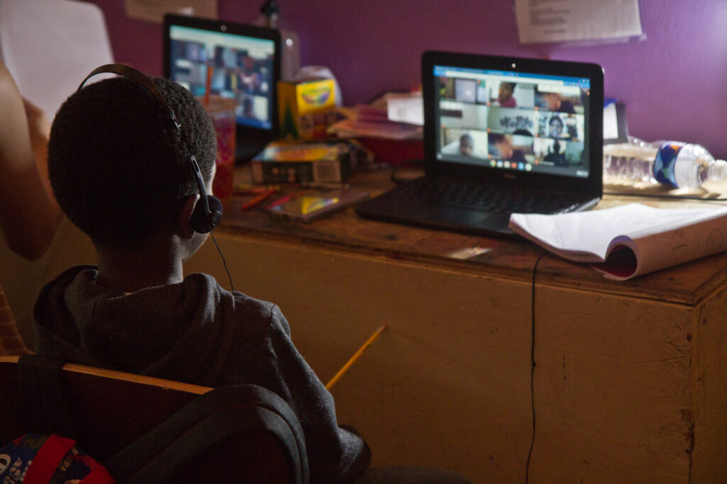 2020 9 18 k paynter pandemic school pods-5 A student attends school virtually in North Philly