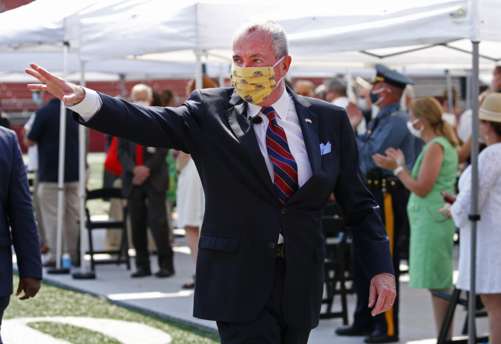 New Jersey Budget New Jersey Gov. Phil Murphy waves for the audience before his 2021 budget address at SHI Stadium at Rutgers University, Tuesday, Aug. 25, 2020, in Piscataway, NJ. (AP Photo/Noah K. Murray)