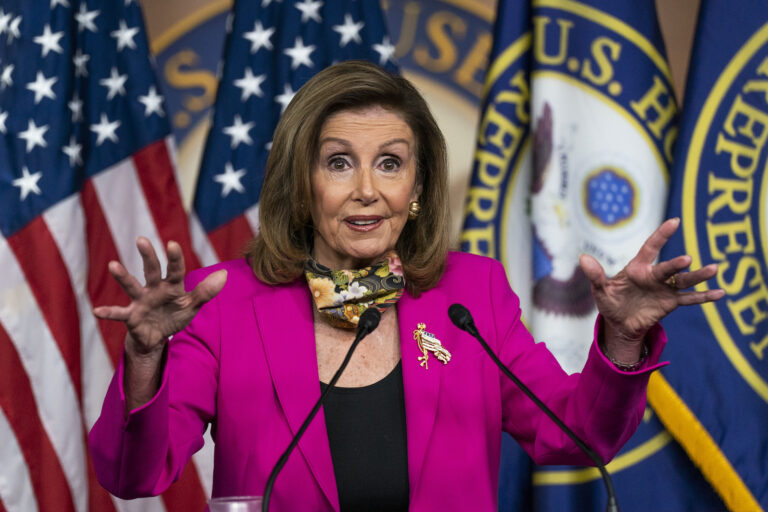 House Speaker Nancy Pelosi of Calif., speaks during a news conference on Capitol Hill, Friday, Sept. 18, 2020, in Washington.   (AP Photo/Manuel Balce Ceneta)