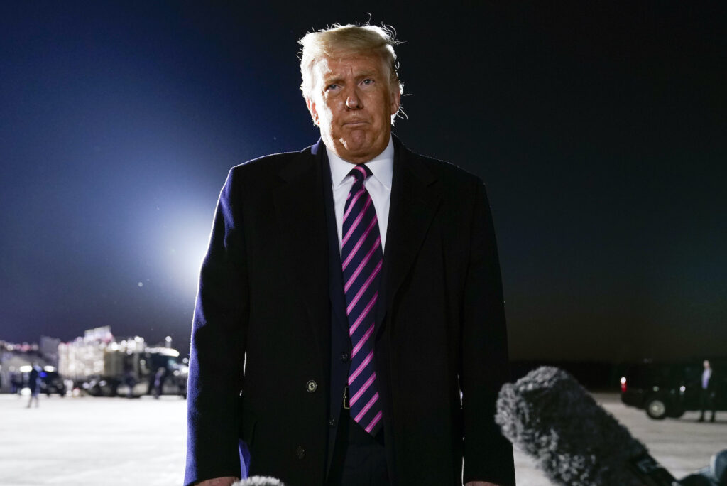 Donald Trump President Donald Trump speaks about the death of Supreme Court Justice Ruth Bader Ginsburg after a campaign rally at Bemidji Regional Airport, Friday, Sept. 18, 2020, in Bemidji, Minn. (AP Photo/Evan Vucci)