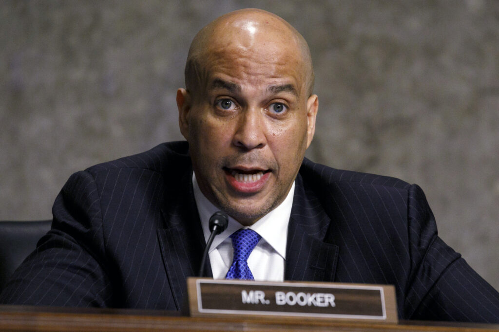 Cory Booker In this July 22, 2020 file photo, Sen. Cory Booker, D-N.J., speaks, during a Senate Judiciary Committee hearing