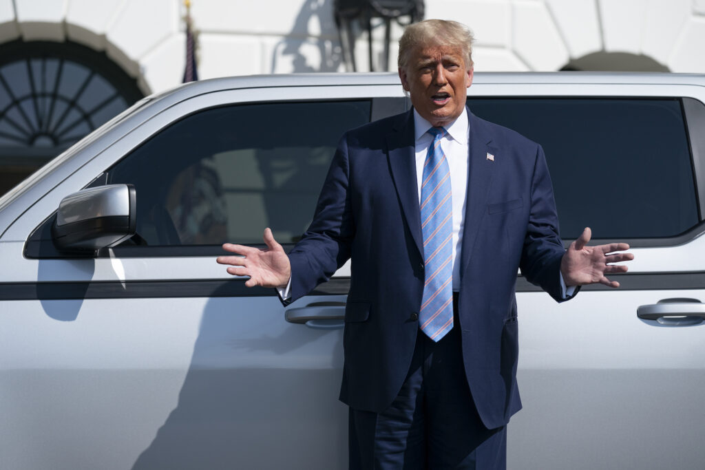 Donald Trump President Donald Trump talks about the Endurance all-electric pickup truck, made in Lordstown, Ohio, at the White House, Monday, Sept. 28, 2020, in Washington. (AP Photo/Evan Vucci)