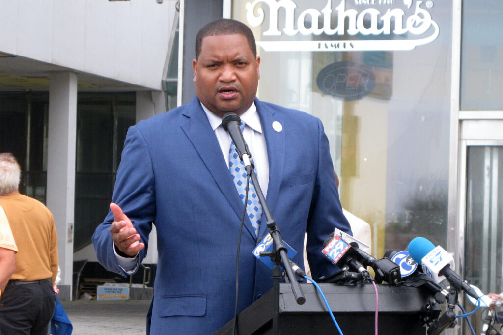 Racial Injustice-Atlantic City Atlantic City, N.J. Mayor Marty Small holds a news conference on his city's Boardwalk