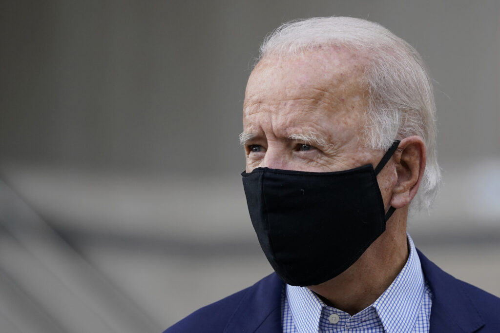 Joe Biden Democratic presidential candidate and former Vice President Joe Biden departs after voting early in Delaware’s state primary election at the New Castle County Board of Elections office in Wilmington, Del., Monday, Sept. 14, 2020. (AP Photo/Patrick Semansky)
