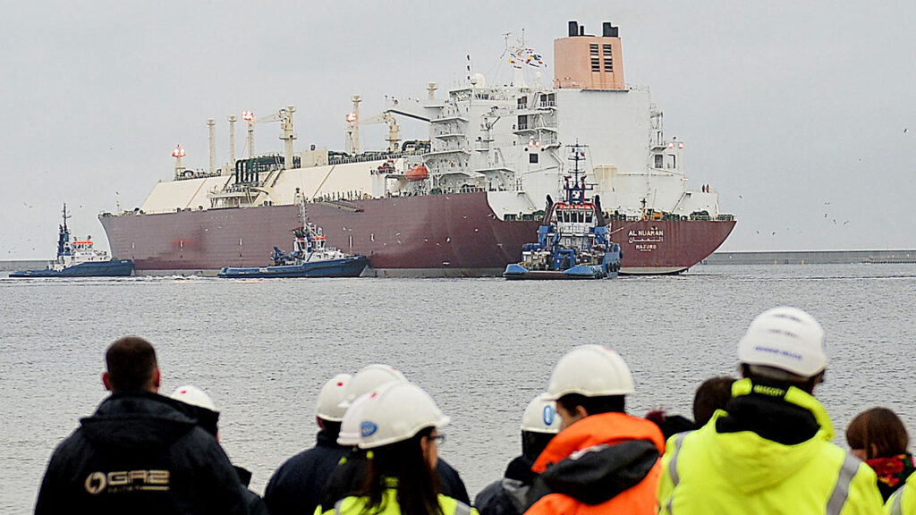 LNG-liquefied-natural-gas-tanker A tanker carrying liquefied natural gas