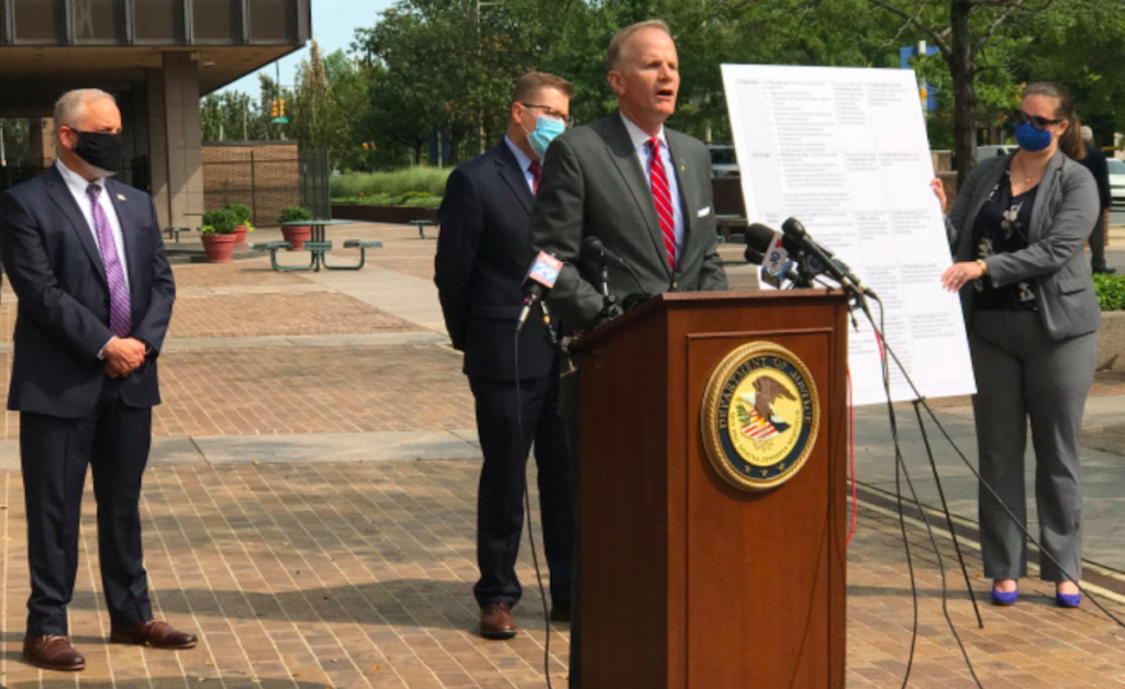 Screen Shot 2020-09-25 at 3.59.15 PM U.S. Attorney Williams McSwain on Sept. 14, 2020. (Dan Lee/NBC10)