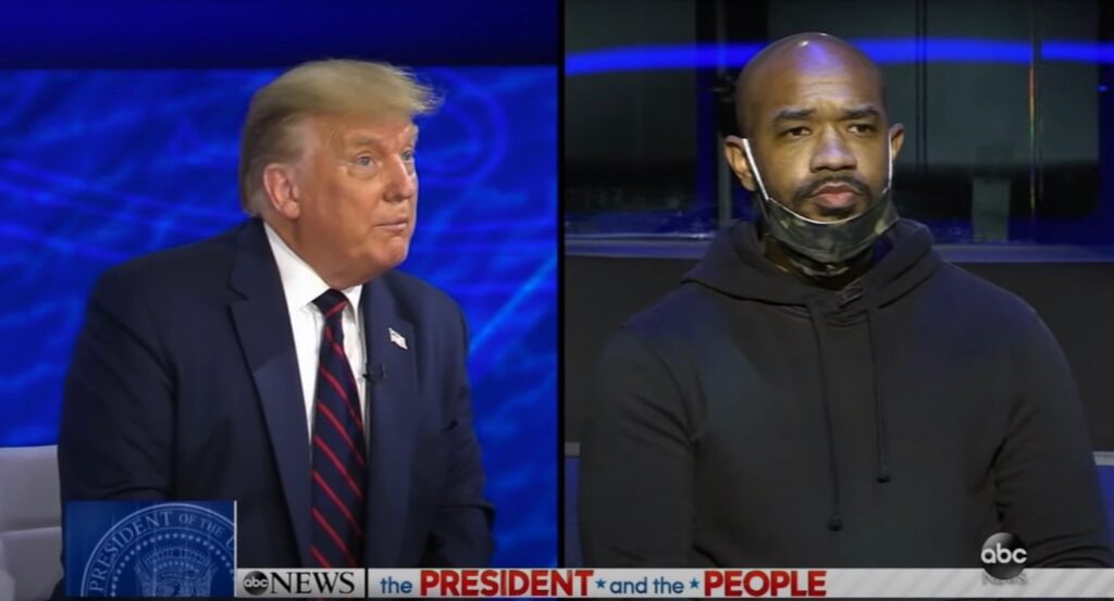 abc news town hall carl day Philadelphia pastor Carl Day asks a question during President Trump's ABC News town hall in Philadelphia. (ABC News)