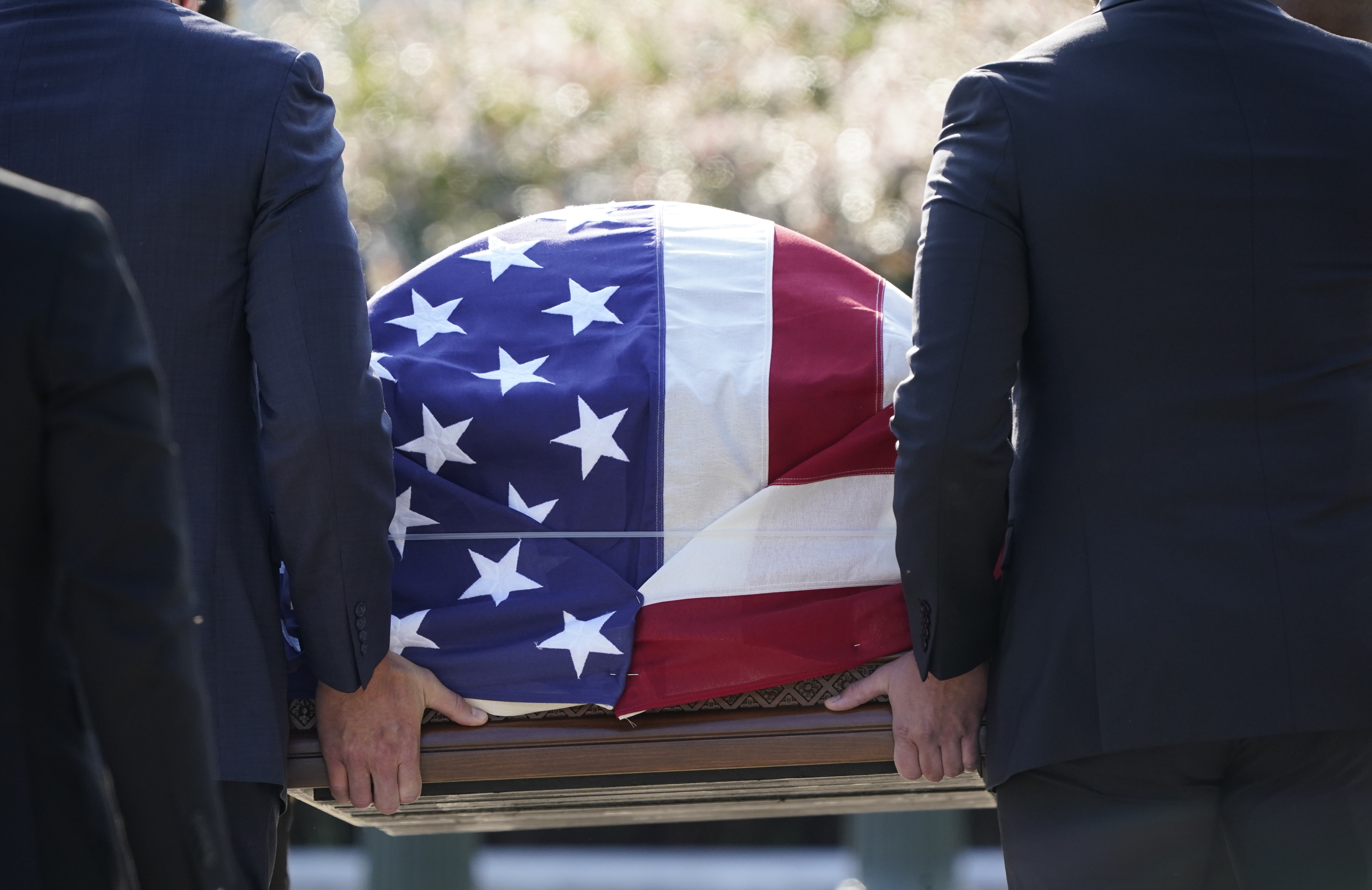 The flag-draped casket of Justice Ruth Bader Ginsburg