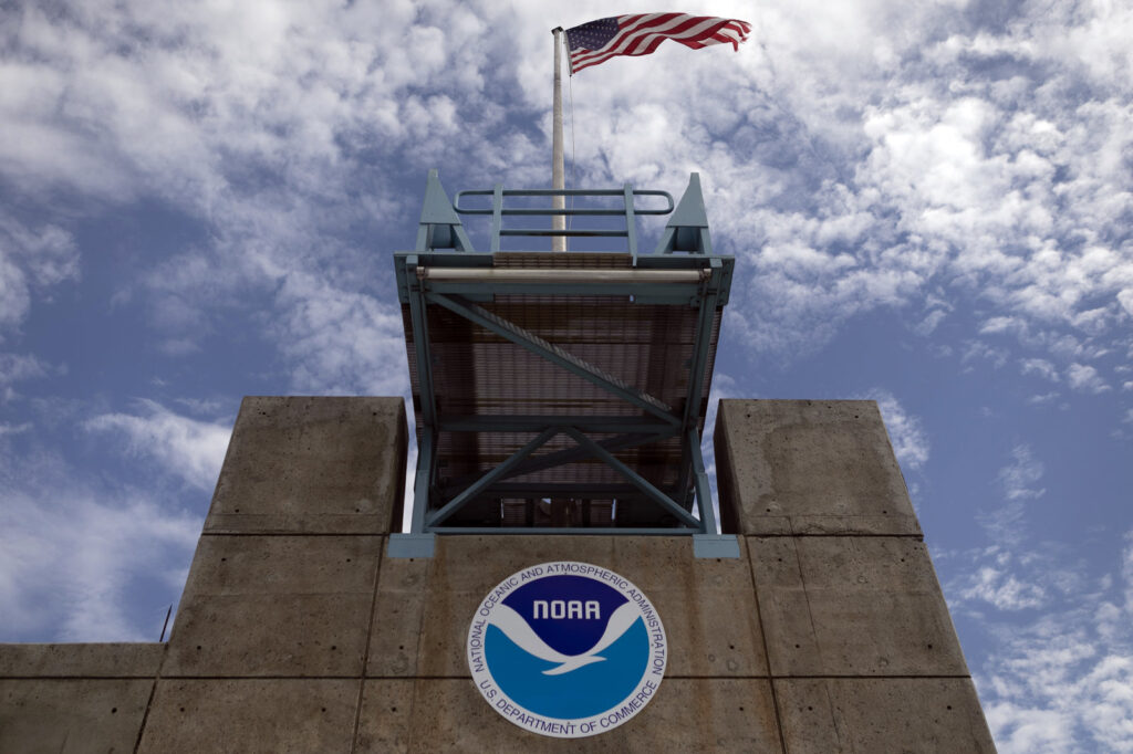 The logo of the National Oceanic and Atmospheric Administration The logo of the National Oceanic and Atmospheric Administration
