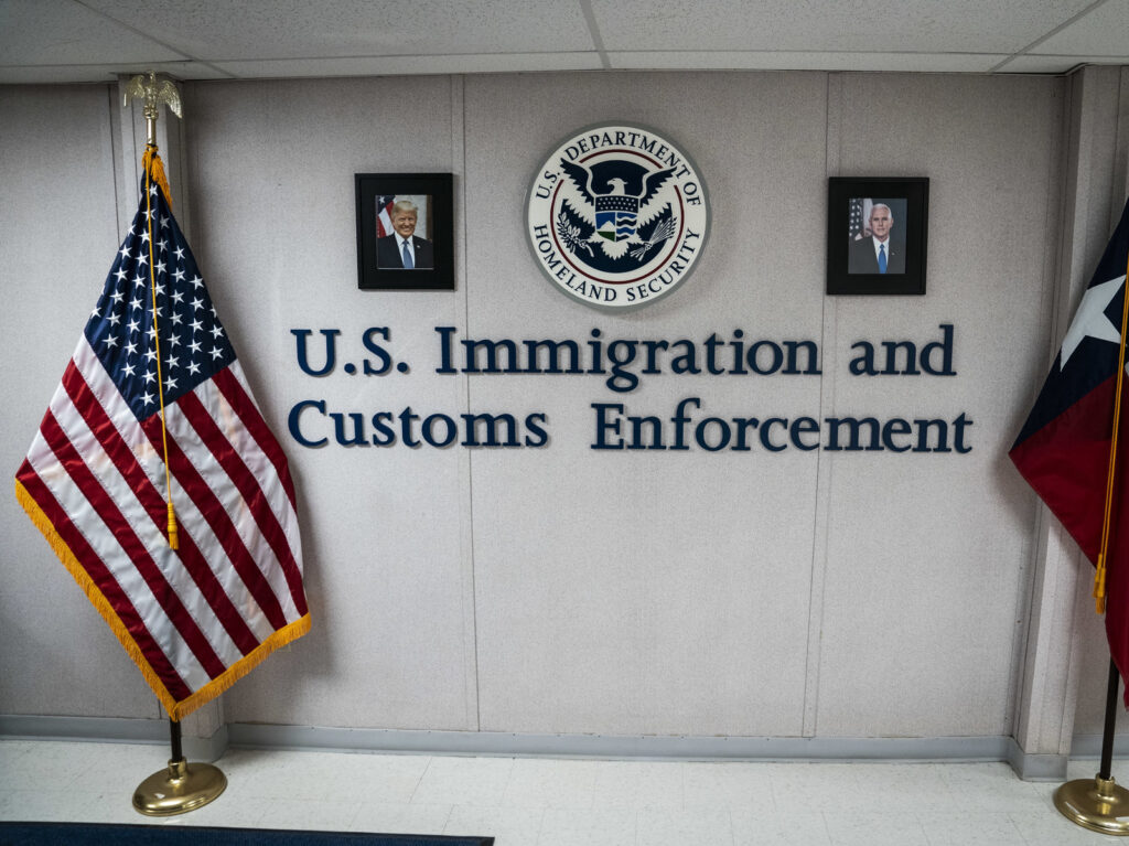 U.S. Immigration and Customs Enforcement Dilley Texas President Donald J. Trump U.S. Immigration and Customs Enforcement. (The Washington Post via Getty Images)